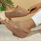 Thick-Sed Casual Slippers Women's Shoes 2025 New Wide Strips With Simple Fashion Fish Mouth Slope And