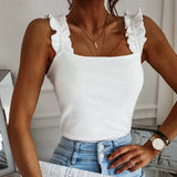 women's solid color camisole metal decorative tube top single shoulder strap vest 2024 sexy summer hot women's