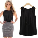 Women New Summer Blouse Fashion Sleeveless Round Neck Chiffon Blouse Cheap Cloth Korean