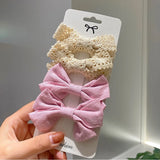 Pcs/set Cotton Linen Leopard Print Hair Bows With Clip For Girls Plaid Hair Clips Barrettes Hairpins Headwear Hair