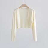 Zingj Silk Cardigan Long-Sleeved Buttonless Shawl Ultra-Thin Knitted Sunscreen Shirt With V-Collar Of Women's Air-Conditioning