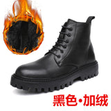 Zingj Winter New Thick Bottom Add Velvet 6 Hole British Wind Trend Martin Boots Warm Plus Fur Men's Ankle Boots