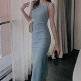 Bodycon Midi Dress Women Backless Summer Sexy Club Dresses Elegant Sleeveless Spaghetti Strap Party