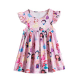 New Girls Summer Dress Flare Sleeve Sundress for Girls Princess Casual Wear Unicorn Printing Hawaii Holiday Beach