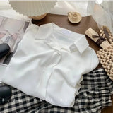 Chiffon Blouse for Women Elegant Social Women's Shirt Para Mujer Office Outfits Women Women's Long Sleeve Top White