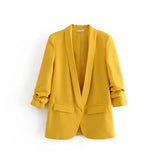 Spring Style Pleated Sleeve Sag Urban Leisure Candy Color Women's Suit