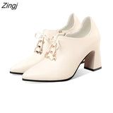 Up High Heels Woman Shoes 2023 Autumn Winter Metal Pointed Toe Dress Shoes Black Pumps Square Bare Boots Zip