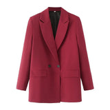 New Pure Color Double-Breasted Loose Casual Suit Jacket In