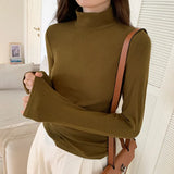 Collar Threaded Bottom Women Wear Temperamental Long-Sleeved T-Shirts In Autumn And