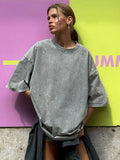 Zingj Old Short-Sleeved T-Shirts 2024 Summer Relaxation Casual Round Collar Wash Hair Short-Sleeved