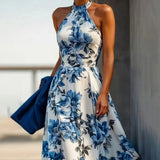 New Female Temperament Elegant Sexy Print Long Dress Dress Dress
