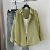 Shirt Women Loose Design Small Long Sleeves Long Folded Wearing Solid Shirt Outside The Shirt On The