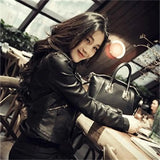 Zingj Female 2024 New Women's Pu Spring And Autumn Korean Version Slim Motorcycle Lady Leather Large Size Coat