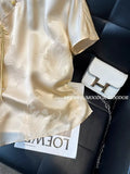 Chinese Jacquard Side Skirt Acetic Acid Satin Shirt National Style Women's Dress 2024 New Improved Cheongsam Simple