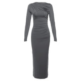 Zingj Autumn And Winter New Women's Fashion Round Collar Long Sleeve Slim Hip Pure