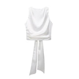 New Women's Street Fashion Back Silk Satin