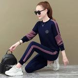 Sports Long Sleeve Two Piece Set Women Fashion Loose Tracksuit Streetwear Pullover Top And Pant Suits Joggers