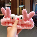 New OMG Letter Coral Fleece Wash Face Bow Hairbands For Women Girls Headbands Headwear Hair Bands Turban Hair