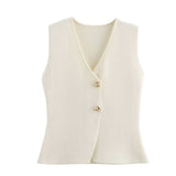 Summer Women's Wear New Gold Button Knitted Vest 8726 8727 Street