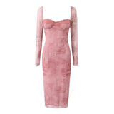 New High-Stretch Mesh Stitched Lace Buttocks Sexy Dress In