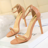 Zingj Fashion Simple Open-Toe With High Heels Patent Leather Sexy
