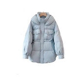 Korean Version Sweet Short Down Jacket Female 2024 Winter New Fashion Draw Rope Design Sense White Duck Down Add Thick Coat-Outfit