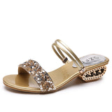 Slippers Women 2025 Summer Water Diamond Lily With A Word Wearing Fashion One Shoe Two Wearing