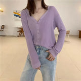 Zingj Sweater With Cardigan Shawl Loose Coat Female Autumn Korean Version Thin Sunscreen Shirt V-Neck Long Sleeve Jacket-Outfit