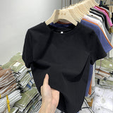Taro Purple Cotton Short-Sleeved T-Shirt Women's New Loose Round-Neck T-Shirt Blouse In The Summer Of