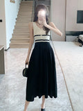 Zingj Style Soft Wind Spliced Zipper Sleeveless Striped Dress A Woman's Summer Waist Shows A Thin, Large Pendulum Vest