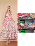 Zingj Summer New Women's Temperament Elegant One Word Collar Flower Halter Dress