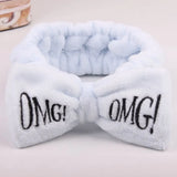 New OMG Letter Coral Fleece Wash Face Bow Hairbands For Women Girls Headbands Headwear Hair Bands Turban Hair