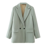 New Pure Color Double-Breasted Loose Casual Suit Jacket In