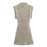 New With Cushioned Shoulder Squins Embellion Slimming Mini