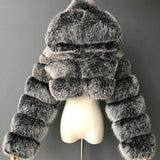 Fur Imitation Fox Stitching Hooded Long