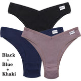 3Pcs Cotton Panties Women's Underwear G-string Comfortable Casual T Back Female V Shaped Waist Thong Intimate