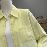 And Summer Solid Shirt Women's New Hong Kong Style Loose Long-Sleeved Coat Design Sense Of Small Folding Net Red