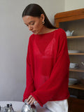 Zingj Sweater 2024 Spring / Summer New Female Perspective Thin Big Round Collar Horn