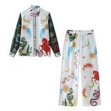 Summer Printed Positioning Shirt Printed Loose Casual Trousers