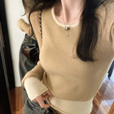 Style Jumper Color Minority Long-Sleeved Sweater Women's Autumn And Winter New Small Short Style Bottom Sweater