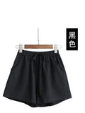 Cotton Women's Shorts Basic Elastic High Waisted Sports Short Pants Women A Line Solid Loose Wide Shorts Student
