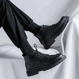 Zingj Help Martin Boots Male Handsome Autumn British Locomotive Ins Leather Shoes Port Style Couples Work Boots