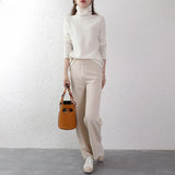 Pure Wool New Wide-leg Pants Autumn And Winter Thickening Striped Mopping Pants Women Loose Large Size Knitted Long