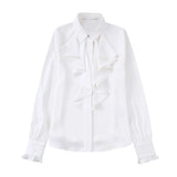 Lotus Leaf Laminated Decorative Satin Texture Shirt 2102796 In Early