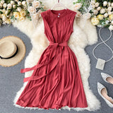 Zingj Minority Dress 2023 New Summer Heart Machine Hollowed-Out Round Collar Commuter Dress Sleeveless Back Heart