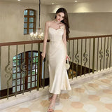 Suspender Midi Dresses for Women 2023 New Summer Elegant Party Evening Clothes Female Fashion Sexy Slim Green Dress
