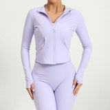 Zingj And Winter Outdoor Running Yoga Coat Women's Standing Collar Zip Sports Quick Dry Tight Long Sleeve Sports Top-Outfit