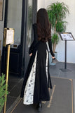 Knitted Patchwork Floral Dress Irregular Design Sense Hepburn Wind Sweet Fashion Slim Summer New Black Long