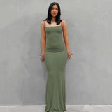 Sleeveless Bodycon Long Skims Dress Women Off The Shoulder Sexy Slim Backless Maxi Dresses Summer Vestidos Mujer
