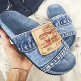 Zingj Women Wear 2023 New Fashion Shoes In Summer Fashion Thick Soles Flip-Flops Muffin Denim Letters Cool
